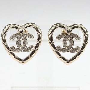 Chanel Cc Logo Heart Earrings Gold-Tone #250148C12B